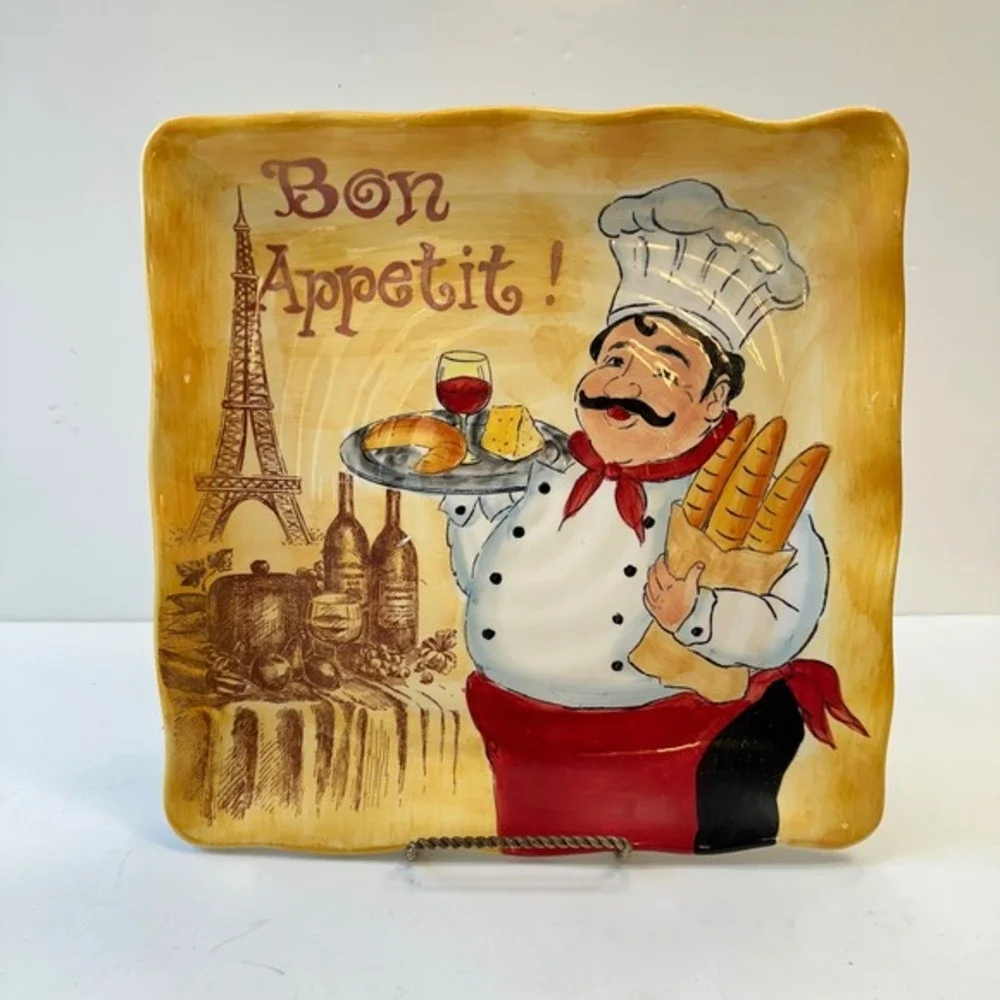 Maxcera Fat Chef Plate Bon‎ Appetit Eiffel Tower Serving Platter 11